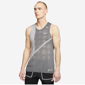 Nike Grey and Light Grey Men's Sleeveless Mesh Running Tank